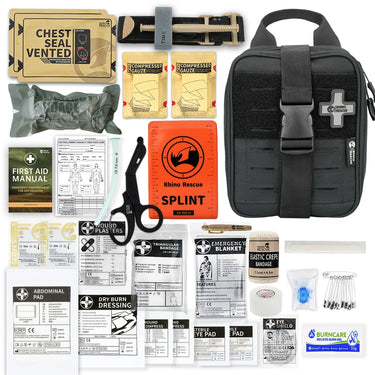 RHINO RESCUE IFAK Trauma Kit First Aid Medical Pouch Emergency Survival Gear and Equipment with Molle Car Travel Hiking